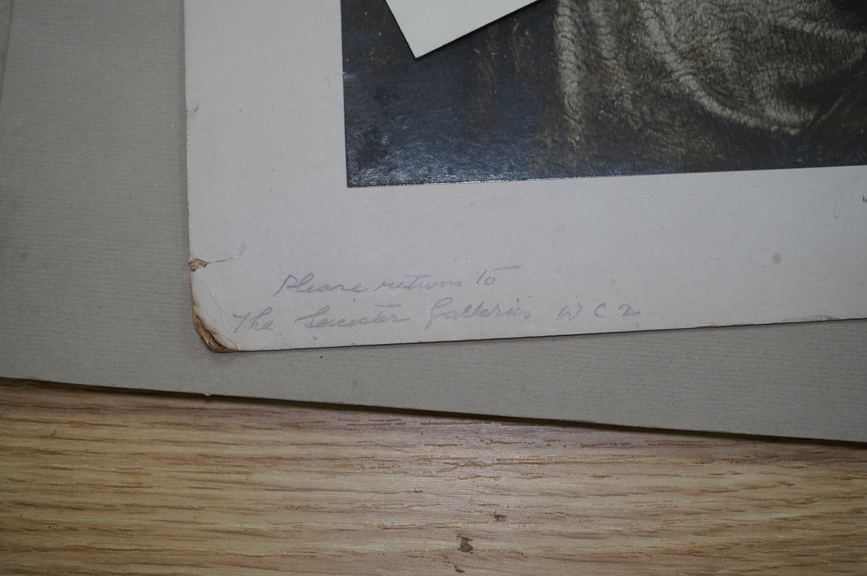 William Shackleton (1872–1933), collection of black and white photographic prints, archive photos and two etchings (Beamsley) including 'Portrait of my wife', some signed and inscribed in pencil, largest 40 x 34cm. Condi